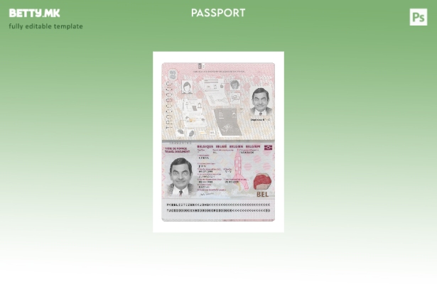 Модерен стил белгиски пасош сегашен шаблон 1