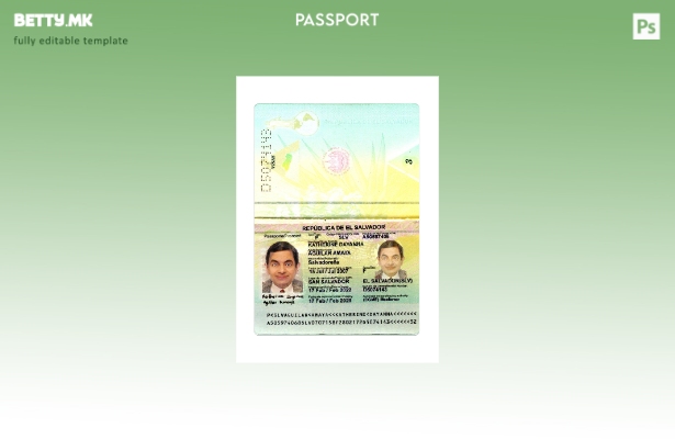 Модерен стил валиден шаблон за пасош на Салвадор