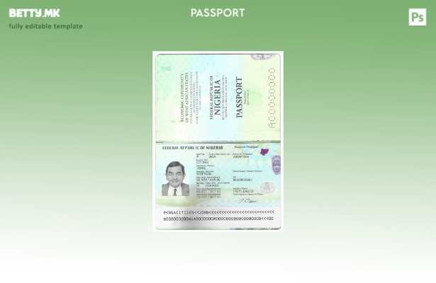 Модерен стил нигериски пасош ( – сегашен) шаблон