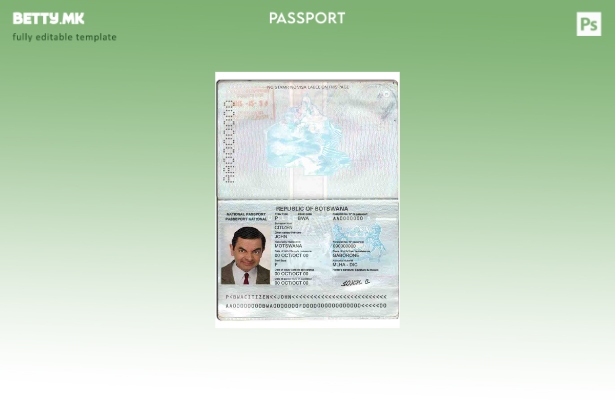 Модерен стил шаблон за пасош во Боцвана