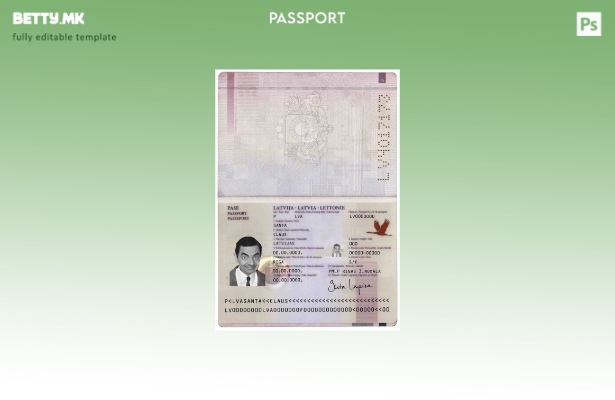 Модерен стил шаблон за пасош на Латвија ( ).
