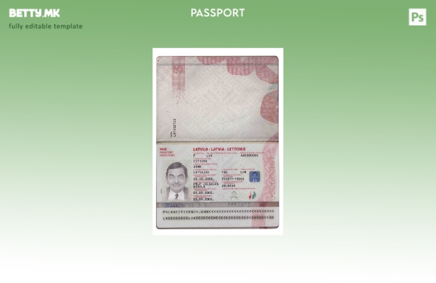 Модерен стил шаблон за пасош на Латвија (сегашен).