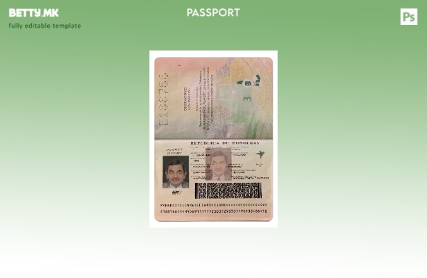 Модерен стил шаблон за пасош на Хондурас