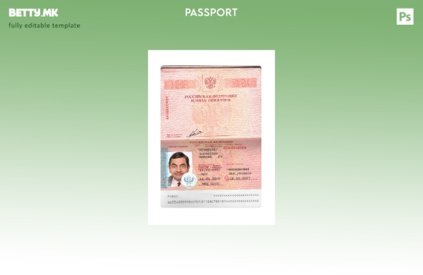 Модерен стил шаблон за руски пасош преснет