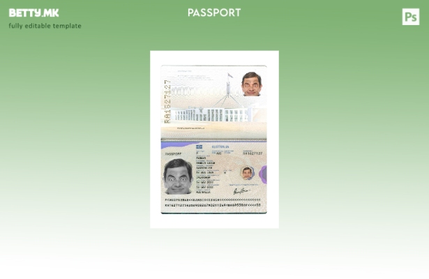 Модерен стил, сегашен шаблон за австралиски пасош