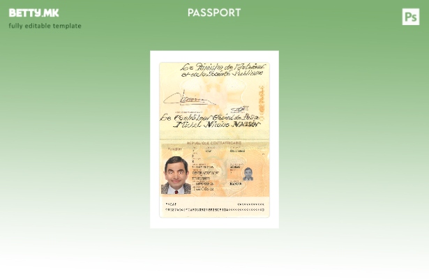 Модерен стил, сегашен шаблон за пасош во Централна Африка