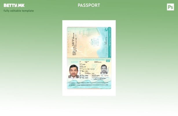 Модерен стил, сегашен шаблон за пасош за Свети Китс и Невис