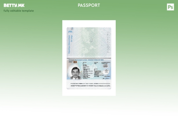 Модерен стил, сегашен шаблон за пасош на Конго 1