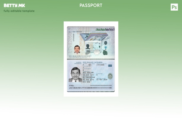 Модерен стил, сегашен шаблон за пасош на Нов Зеланд