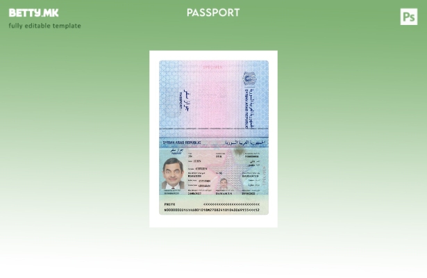 Модерен стил, сегашен шаблон за сириски пасош