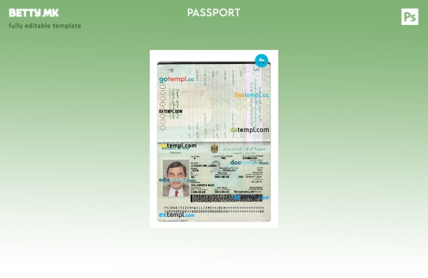 Модерен стилски шаблон за сегашен ирачки пасош