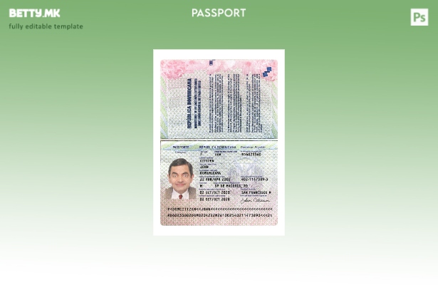 Модерен стилски шаблон за сегашна верзија за пасош на Доминиканската Република