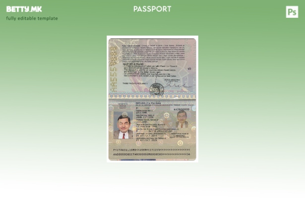 Шаблон за верзија на италијански пасош во модерен стил