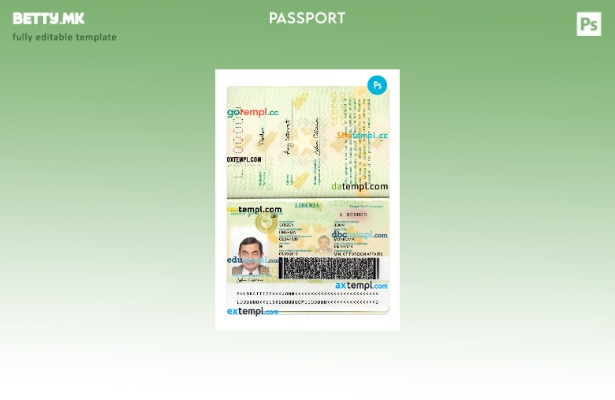 Шаблон за верзија на пасош за Либерија во модерен стил