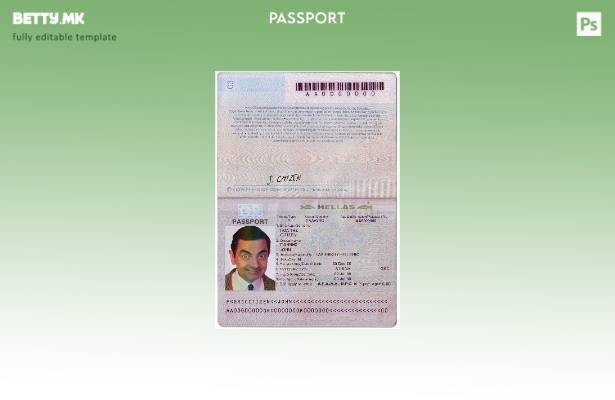 Шаблон за грчки пасош во модерен стил