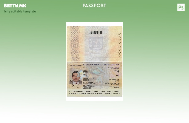 Шаблон за израелски пасош (сегашен) модерен стил