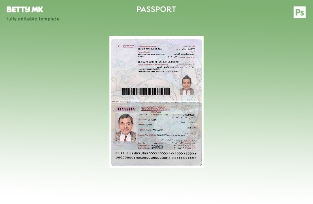 Шаблон за ирански пасош (сегашен) модерен стил