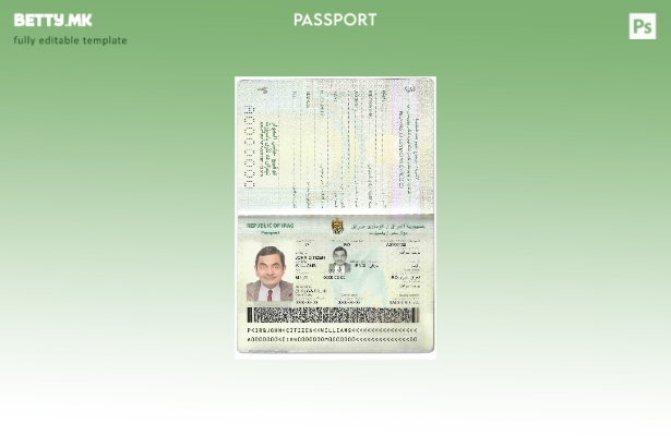Шаблон за ирачки пасош во модерен стил