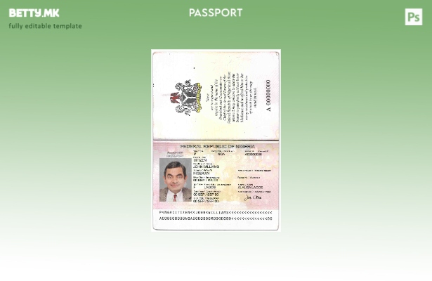 Шаблон за нигериски пасош ( ) во модерен стил