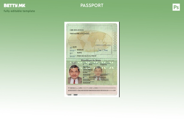 Шаблон за пасош во Бенин во модерен стил