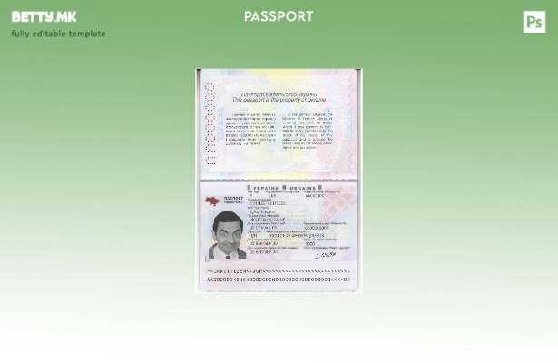 Шаблон за пасош за Украина во модерен стил