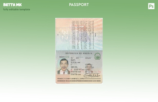 Шаблон за пасош на Ангола во модерен стил