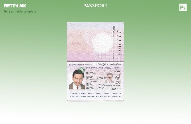 Шаблон за пасош на Бахреин во модерен стил