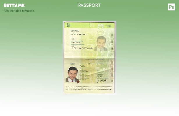 Шаблон за пасош на Брегот на Слоновата Коска во модерен стил