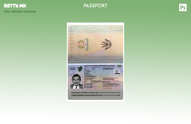 Шаблон за пасош на Бурунди во модерен стил ( – сегашен).