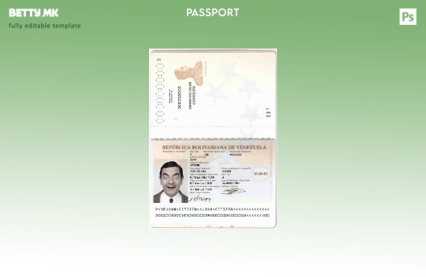 Шаблон за пасош на Венецуела во модерен стил