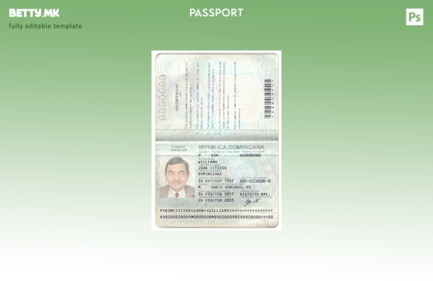 Шаблон за пасош на Доминиканската Република во модерен стил