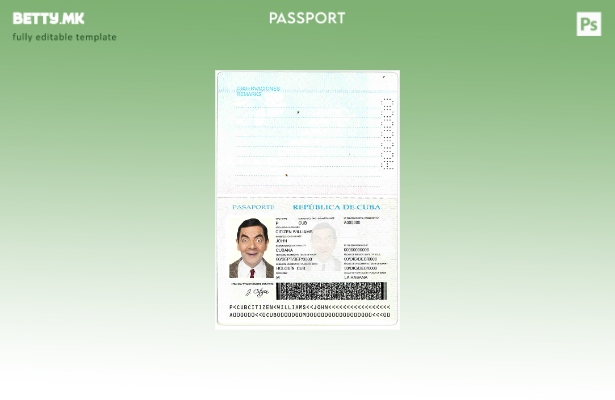 Шаблон за пасош на Куба во модерен стил