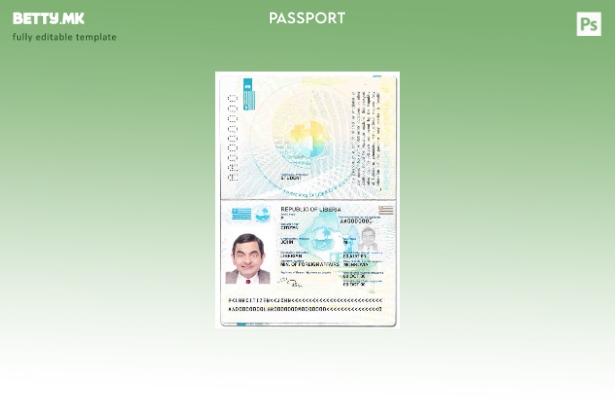 Шаблон за пасош на Либерија во модерен стил
