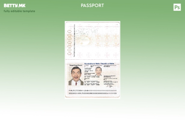 Шаблон за пасош на Малта во модерен стил