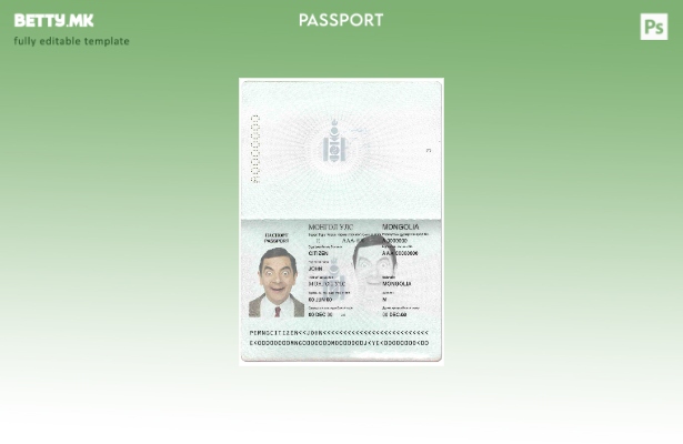 Шаблон за пасош на Монголија во модерен стил