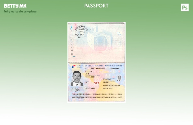 Шаблон за пасош на Панама во модерен стил
