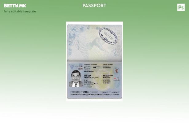 Шаблон за пасош на Судан во модерен стил