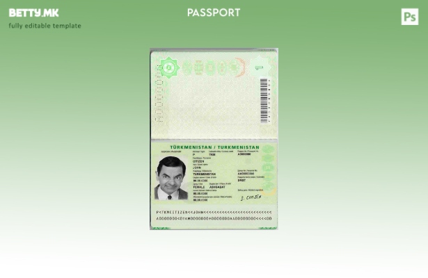 Шаблон за пасош на Туркменистан во модерен стил
