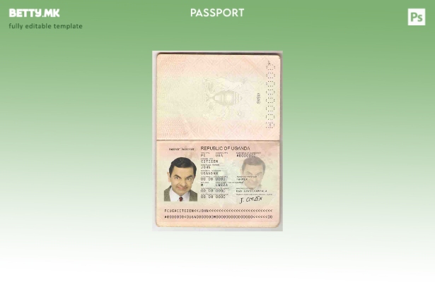Шаблон за пасош на Уганда во модерен стил