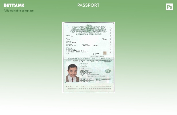Шаблон за пасош на Узбекистан во модерен стил