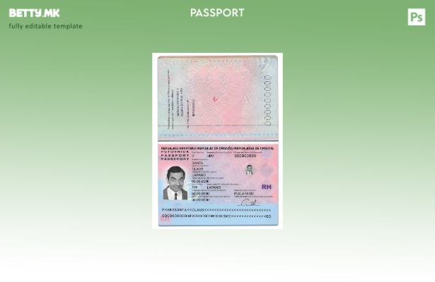 Шаблон за пасош на Хрватска во модерен стил