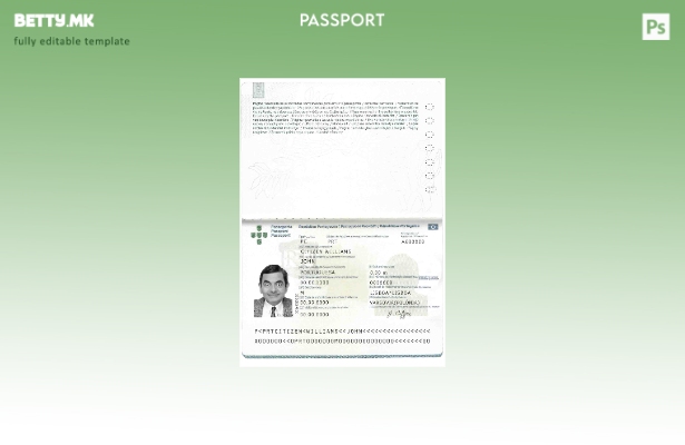 Шаблон за португалски пасош ( ) во модерен стил
