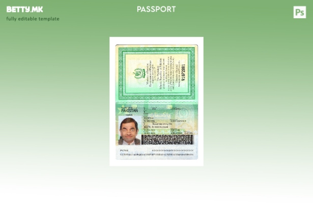Шаблон за сегашна верзија за пакистански пасош во модерен стил
