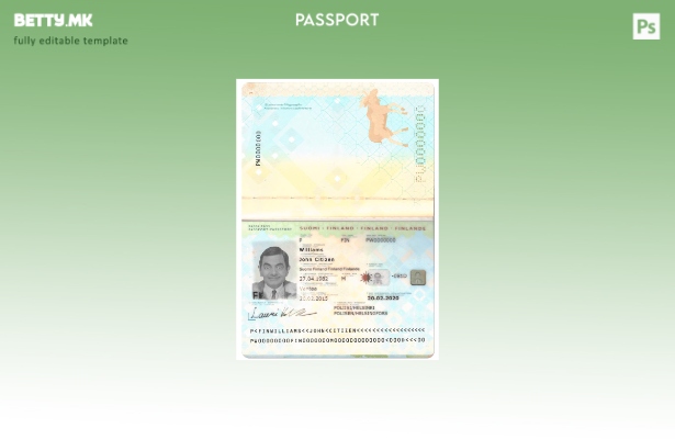Шаблон за фински пасош во модерен стил