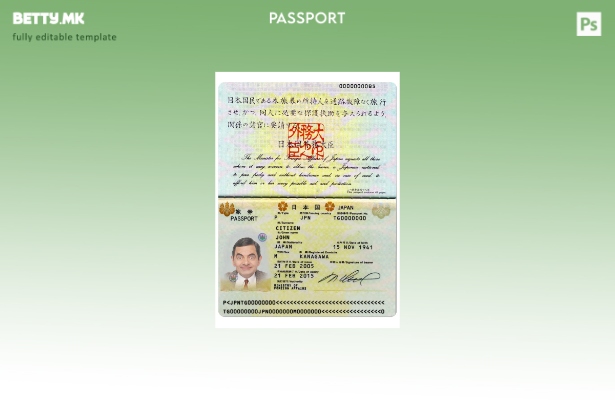 Шаблон за јапонски пасош во модерен стил