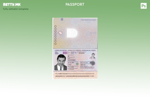 modern style Lithuania passport template