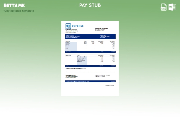 Модерен стил Шаблон за изјава за заработка на компанијата за одбрана