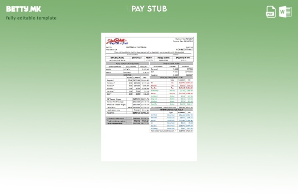 Модерен стил Шаблон за платен список и никулци во Јужна Дакота