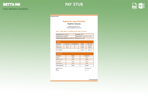 Модерен стил Шаблон за плати на компанијата Royal Inn