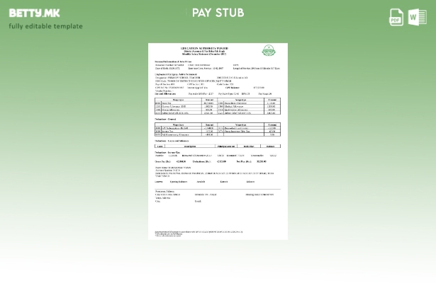 Модерен стил индискиот образовен орган во Пенџаб, шаблон за извод за плата